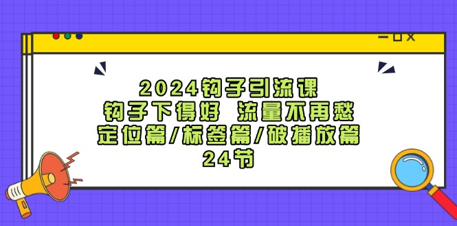 2024钩子引流课:钩子下得好流量不再愁,定位篇/标签篇/破播放篇/24节-聊项目