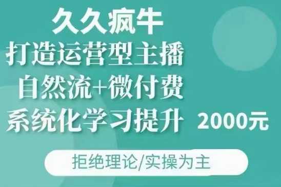 久久疯牛·自然流+微付费(12月23更新)打造运营型主播,包11月+12月-聊项目