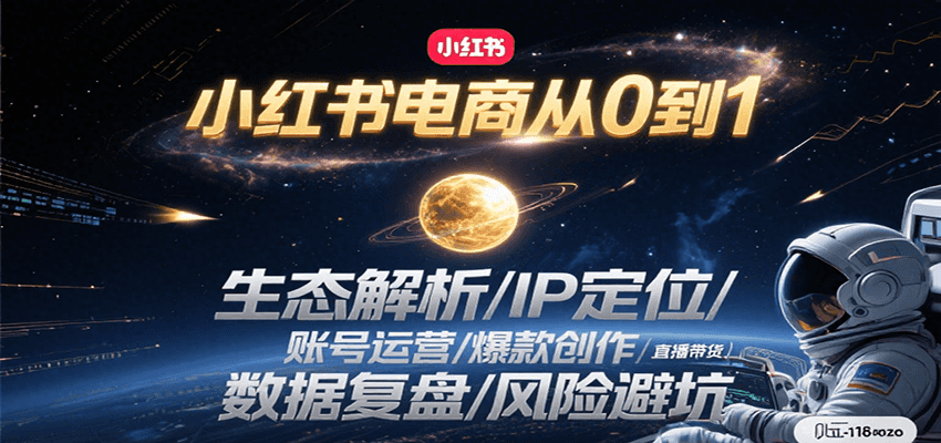 小红书电商从0到1：生态解析/IP定位/ 账号运营/爆款创作/直播带货/数据复盘/风险避坑-聊项目