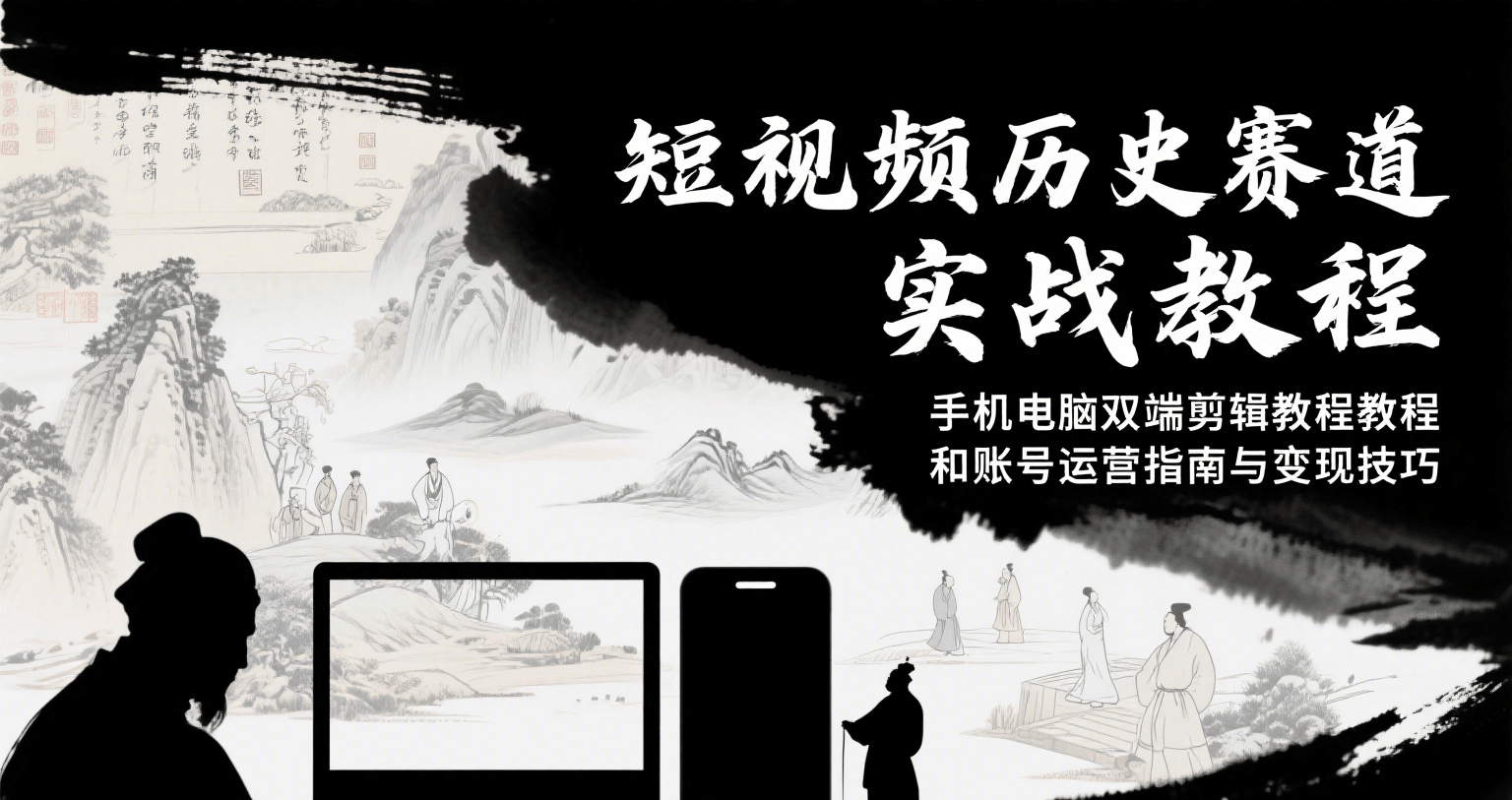 短视频历史赛道实战教程，手机电脑双端剪辑教程和账号运营指南与变现技巧-聊项目