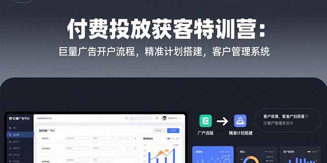付费投放获客特训营：巨量广告开户流程，精准计划搭建，客户管理系统-聊项目