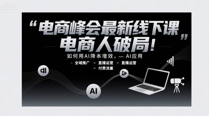 电商峰会最新线下课，电商人破局，如何用AI降本增效，AI应用-全域推广-直播运营-付费流量-聊项目
