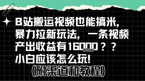 b站掘金计划？搬运视频也能挣拉新的收益，小白应该怎么玩！-聊项目