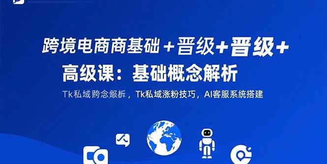 跨境电商基础+晋级+高级课：基础概念解析,Tk私域涨粉技巧,AI客服系统搭建-聊项目