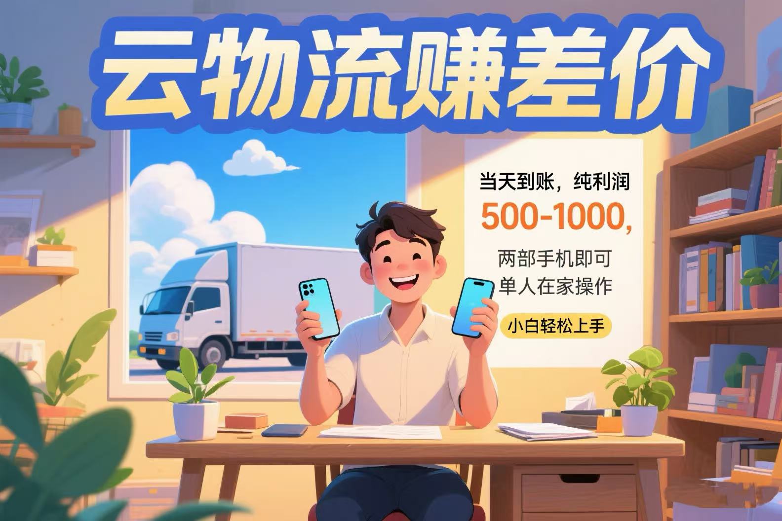 云物流赚差价 当天到账纯利润500-1000 两部手机即可 可单人在家操作 小…-聊项目