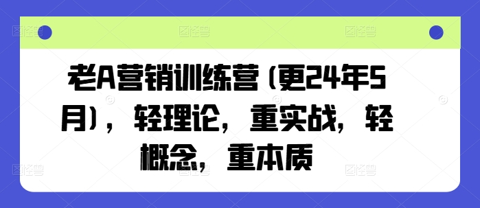 老A营销训练营(更25年7月)，轻理论，重实战，轻概念，重本质-聊项目