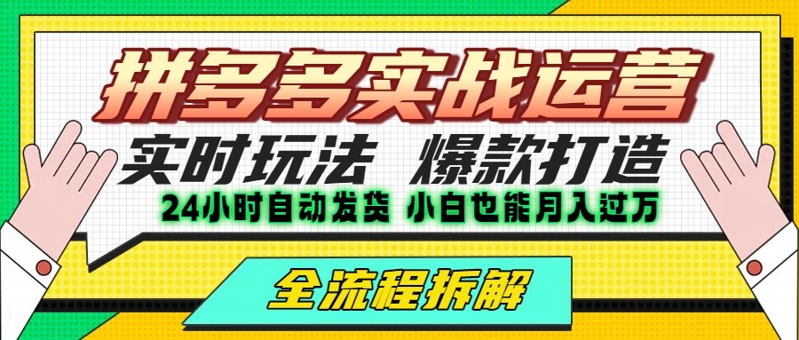 拼多多最新实战运营高投产：长久稳定项目，单店利润一天三位数-聊项目