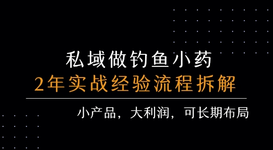 私域做钓鱼小药 每单利润3张+ 详细流程拆解-聊项目