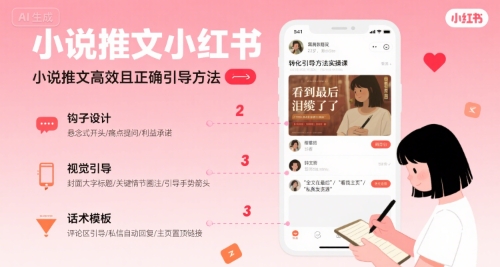 小说推文小红书高转化引导方法实操课，小说推文高效且正确引导方法-聊项目