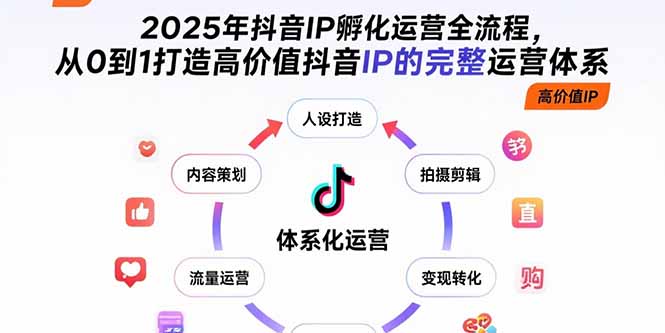 2025年抖音IP孵化运营全流程，从0到1打造高价值抖音IP的完整运营体系-聊项目