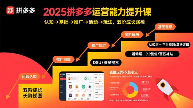 2025拼多多运营能力提升课：认知→基础→推广→活动→玩法，五阶成长路径-聊项目