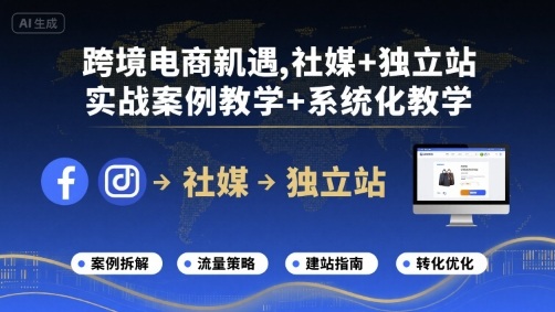 跨境电商新机遇，社媒+独立站，实战案例教学+系统化教学-聊项目