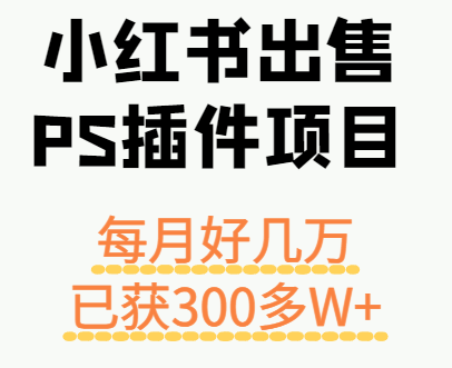 小红书出售PS插件项目，每月都收入好几万，长期操作已获利300多W+-聊项目