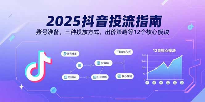 2025抖音投流指南，账号准备、三种投放方式、出价策略等12个核心模块-聊项目