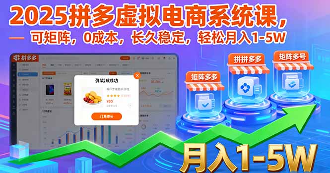 2025拼多多虚拟电商系统课，可矩阵，0成本，长久稳定，轻松月入1-5W-聊项目