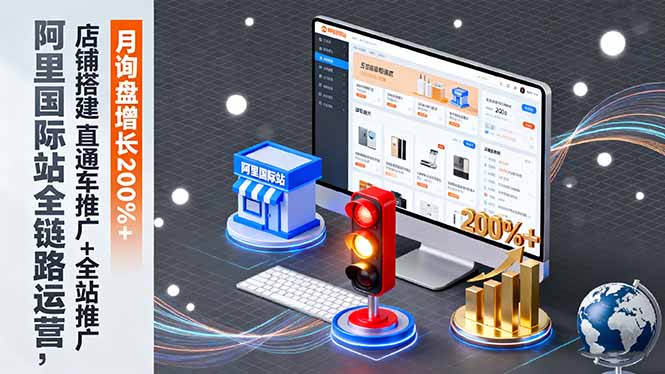 阿里国际站全链路运营，店铺搭建+直通车推广+全站推广，月询盘增长200%+-聊项目