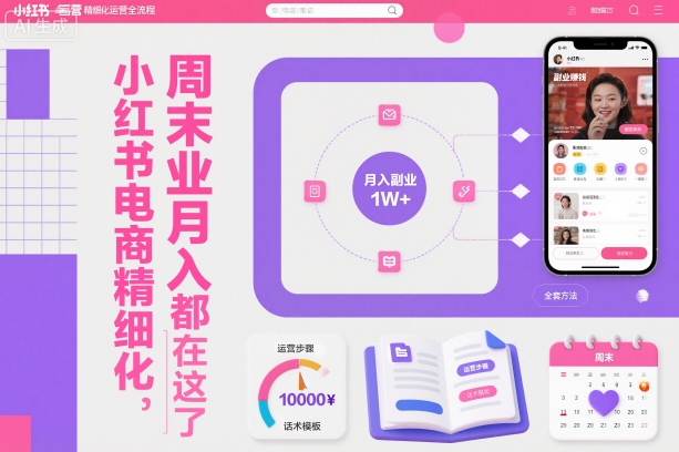 小红书电商精细化运营全流程，周末副业月入1W+，全套方法都在这了-聊项目