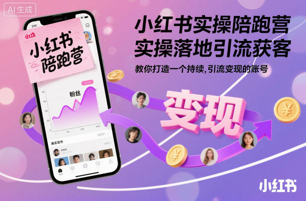 小红书实操陪跑营，实操落地引流获客，教你打造一个持续引流变现的账号-聊项目