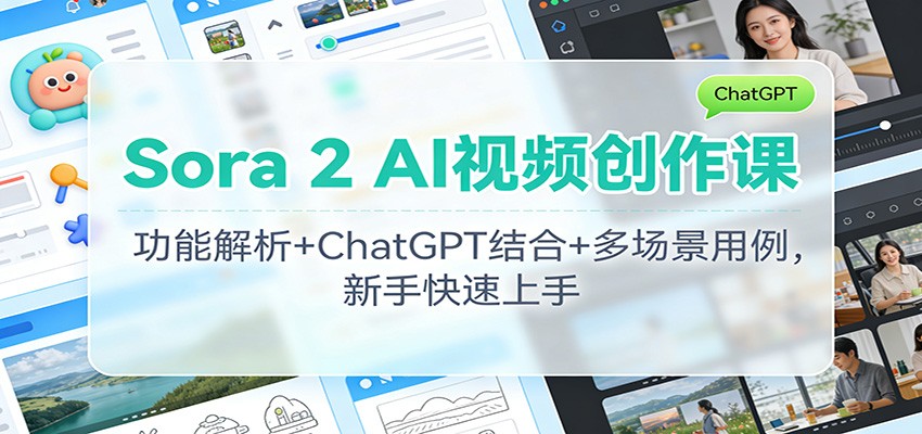 Sora 2 AI视频创作课：功能解析+ChatGPT结合+多场景用例，新手快速上手-聊项目