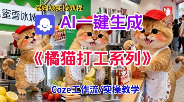 Coze扣子工作流一键生成胖橘猫打工短视频，保姆级实操搭建教学-聊项目