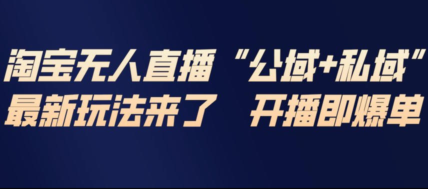 淘宝无人直播完整教程，公试+私域，最新玩法来了，开播即爆单-聊项目