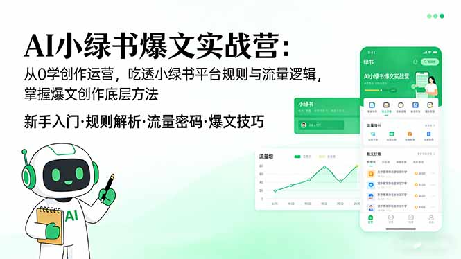 AI 小绿书爆文实战营：从0学创作运营，吃透小绿书平台规则与流量逻辑，掌握爆文创作底层方法-聊项目