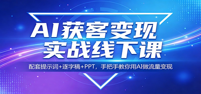 AI获客变现实战线下课：配套提示词+逐字稿+PPT，手把手教你用AI做流量变现-聊项目