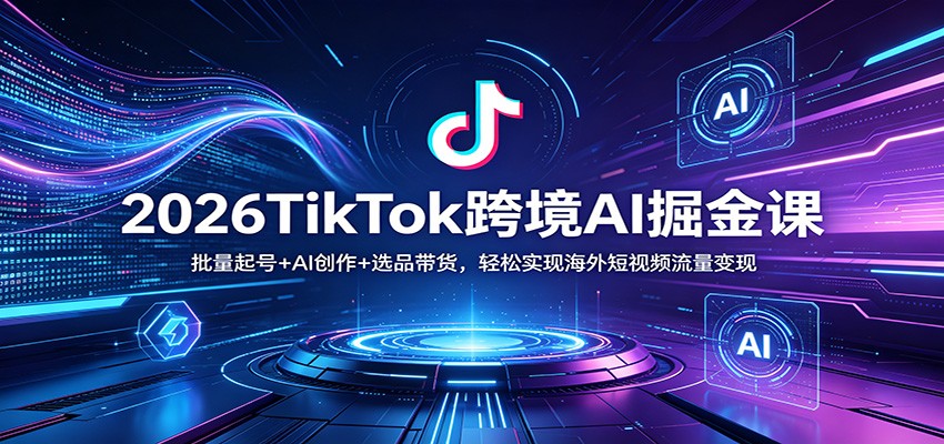 2026TikTok跨境AI掘金课：批量起号+AI创作+选品带货，轻松实现海外短视频流量变现-聊项目