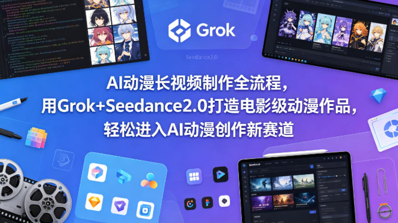 AI动漫长视频制作全流程，用Grok+Seedance2.0打造电影级动漫作品，轻松进入AI动漫创作新赛道-聊项目
