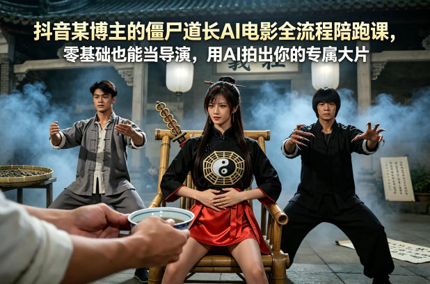 抖音某博主的僵尸道长AI电影全流程陪跑课，零基础也能当导演，用AI拍出你的专属大片-聊项目