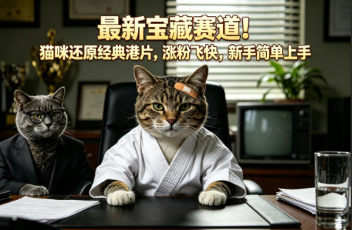 最新宝藏赛道！猫咪还原经典港片，涨粉飞快，新手简单上手-聊项目