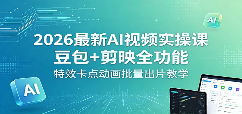 2026最新AI视频实操课：豆包+剪映全功能，特效卡点动画批量出片教学-聊项目