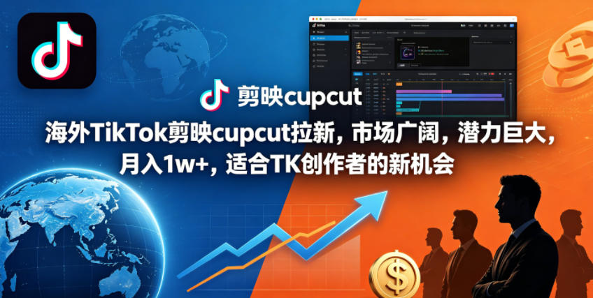 海外TikTok剪映cupcut拉新，市场广阔，潜力巨大，月入1w+，适合TK创作者的新机会-聊项目
