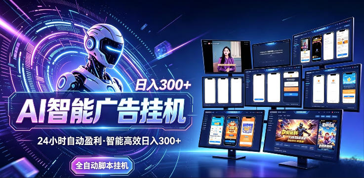 AI智能广告挂G项目，无需人工，单机稳定日入200+，可矩阵放大，24小时不间断刷广告賺收益【揭秘】-聊项目