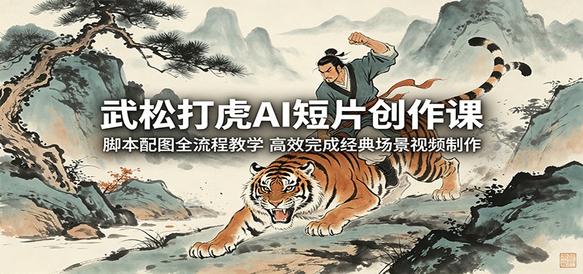 武松打虎AI短片创作课：脚本配图全流程教学，高效完成经典场景视频制作-聊项目