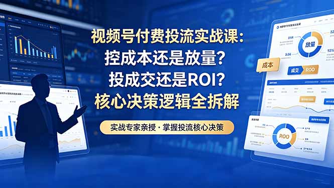 视频号付费投流实战课-5月：控成本还是放量？投成交还是ROI？核心决策逻辑全拆解-聊项目