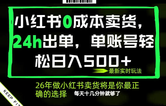 小红书0成本AI卖货，24小时出单，全流程托管，保底日入500+，每天十几分钟就够了【揭秘】-聊项目