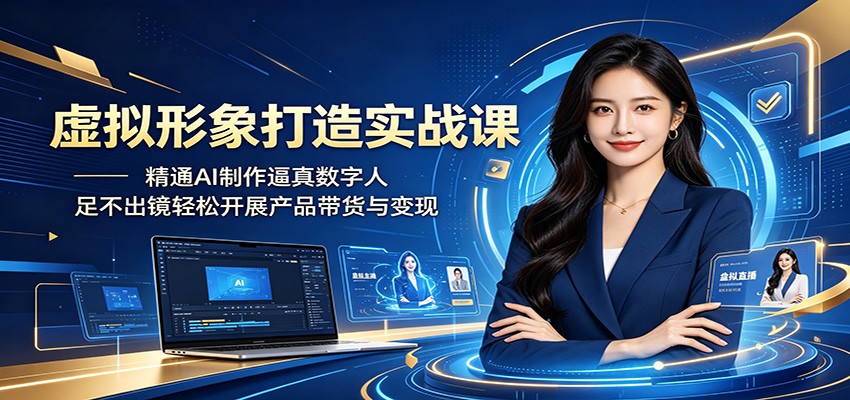 虚拟形象打造实战课：精通AI制作逼真数字人，足不出镜轻松开展产品带货与变现-聊项目