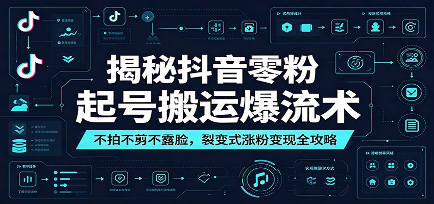 揭秘抖音零粉起号搬运爆流术：不拍不剪不露脸，裂变式涨粉变现全攻略-聊项目