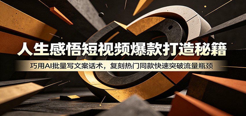 人生感悟短视频爆款打造秘籍：巧用A 批量写文案话术，复刻热门同款快速突破流量瓶颈-聊项目