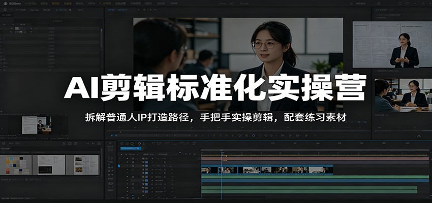 AI剪辑标准化实操营：拆解普通人IP打造路径，手把手实操剪辑，配套练习素材-聊项目