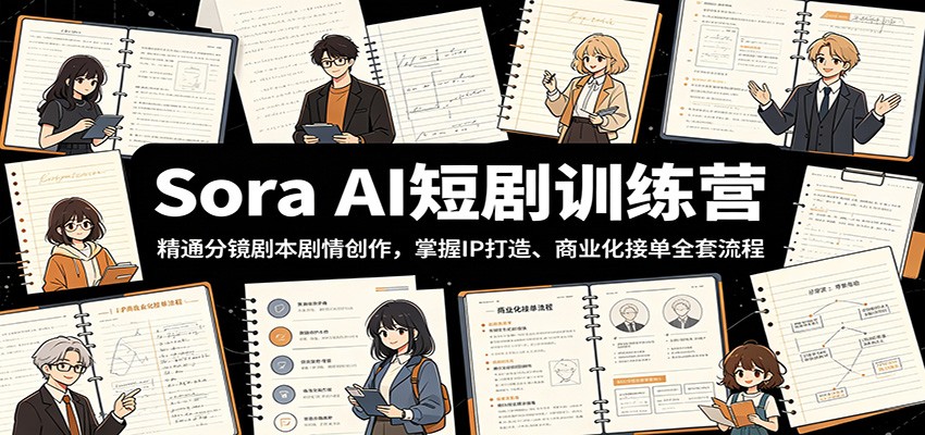 Sora AI短剧训练营：精通分镜剧本剧情创作，掌握IP打造、商业化接单全套流程-聊项目
