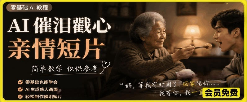 AI催泪戳心亲情短片，零基础AI教程，简单教学仅供参考-聊项目