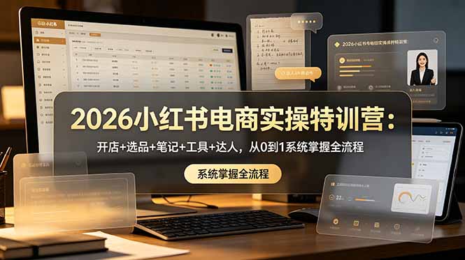 2026小红书电商实操特训营：开店+选品+笔记+工具+达人，从0到1系统掌握全流程-聊项目