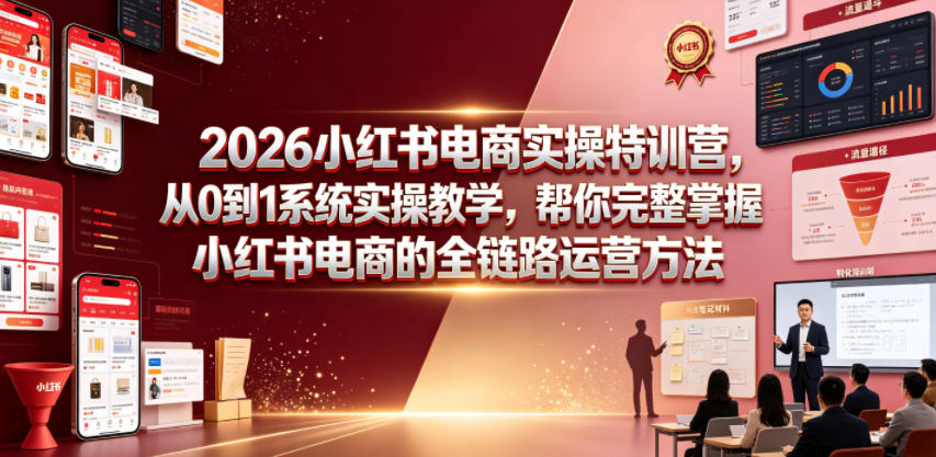 2026小红书电商实操特训营，从0到1系统实操教学，帮你完整掌握小红书电商的全链路运营方法-聊项目