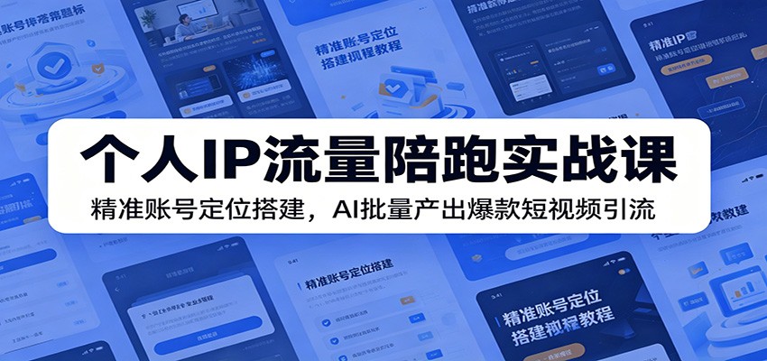 个人IP流量陪跑实战课：精准账号定位搭建，AI批量产出爆款短视频引流-聊项目
