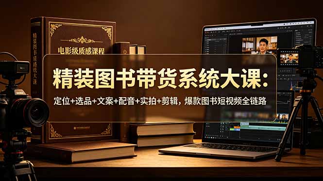 精装图书带货系统大课：定位+选品+文案+配音+实拍+剪辑，爆款图书短视频全链路-聊项目