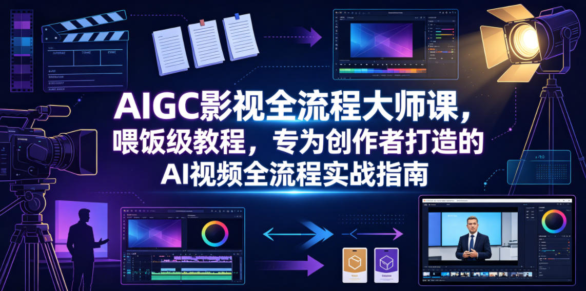 AIGC影视全流程大师课，喂饭级教程，专为创作者打造的AI视频全流程实战指南-聊项目