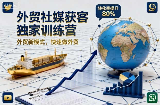 外贸社媒获客独家训练营，外贸新模式，快速做外贸(更新26年6月)-聊项目