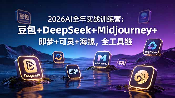 2026AI全年实战训练营：豆包+DeepSeek+Midjourney+即梦+可灵+海螺，全工具链-聊项目